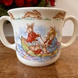 Royal Doulton Bunnykins Double Handle Mug Vintage Nursery Boat Scene‎